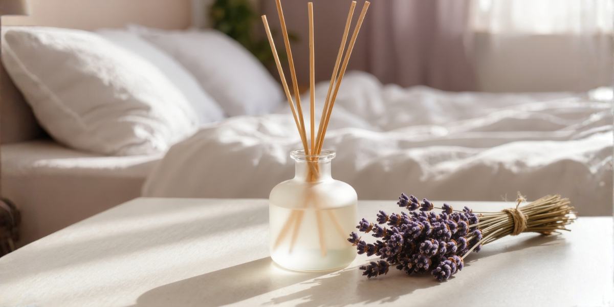 Aroma diffuser p� natbordet skaber ro i sovev�relset