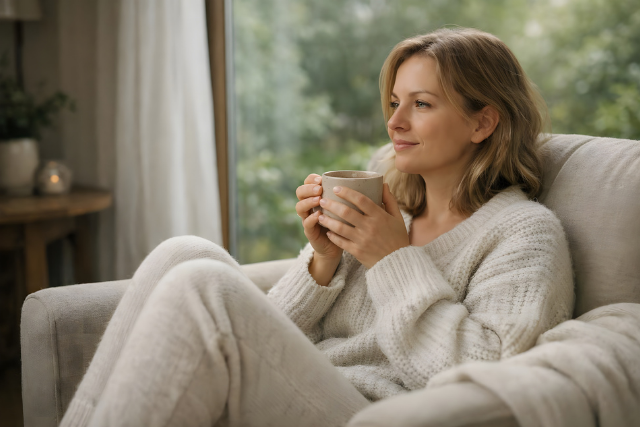 Afslappet kvinde - ro og balance med Modigen