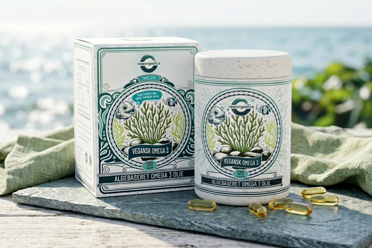 Raw Organics Vegansk Omega-3 120 kapsler Algeolie DHA EPA