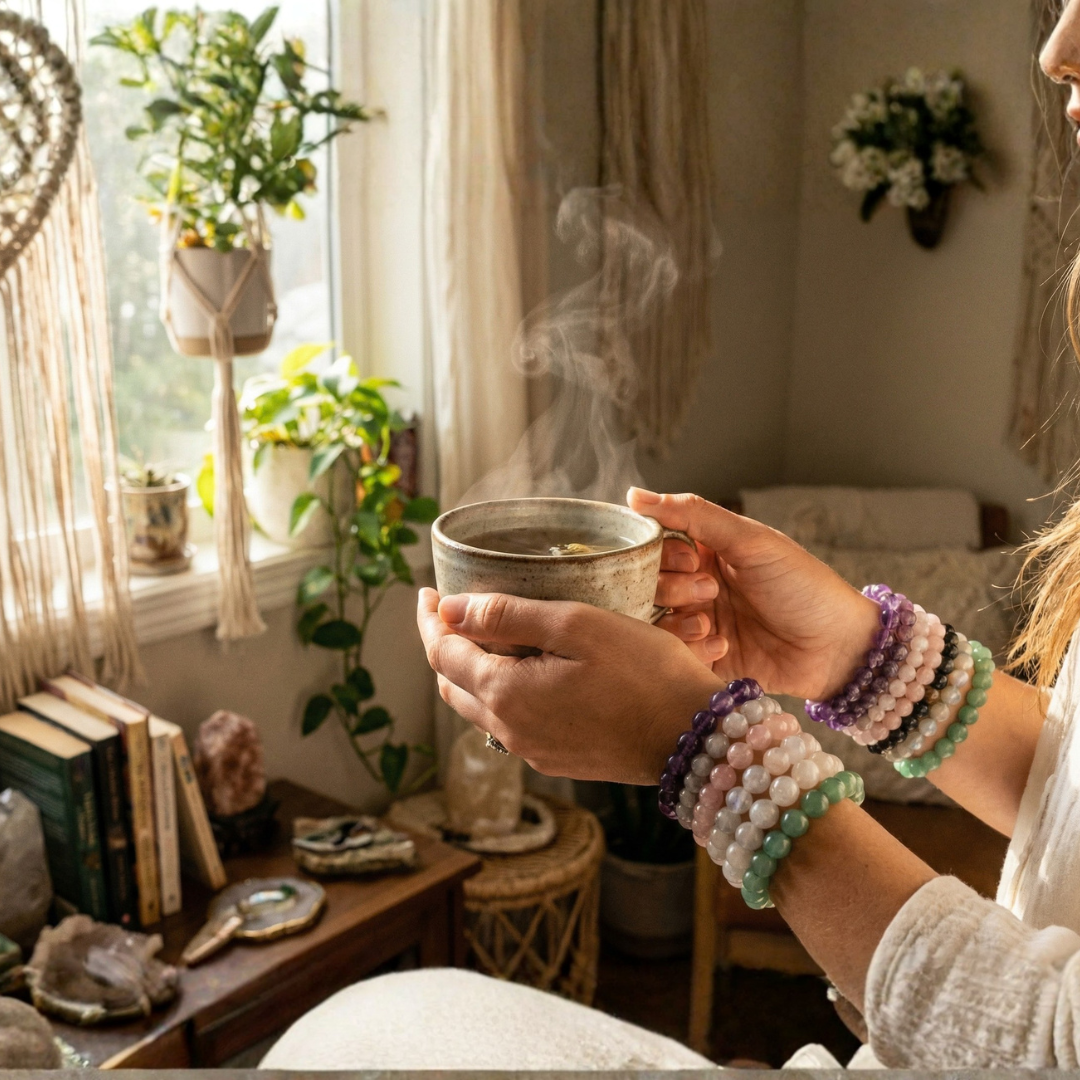 Udvalg af smukke krystalarmbånd til spirituel balance
