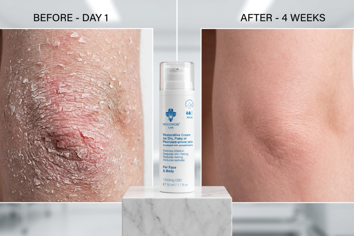 Weedness Restorative CBD Cream F�r og Efter resultater