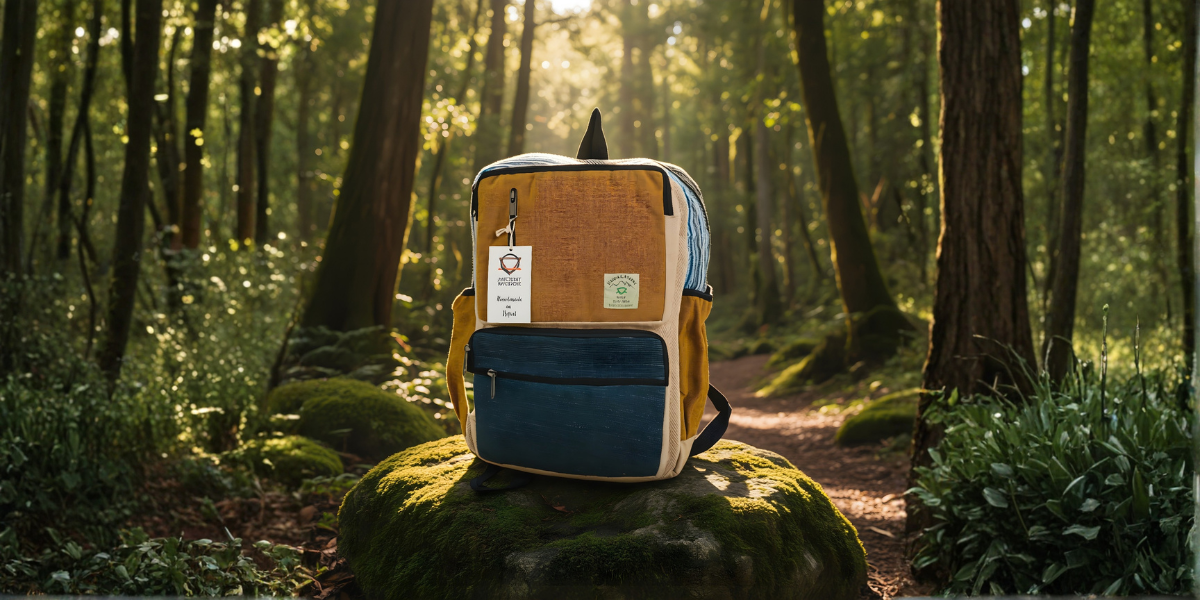 H�ndlavet hamp rygs�k i naturen