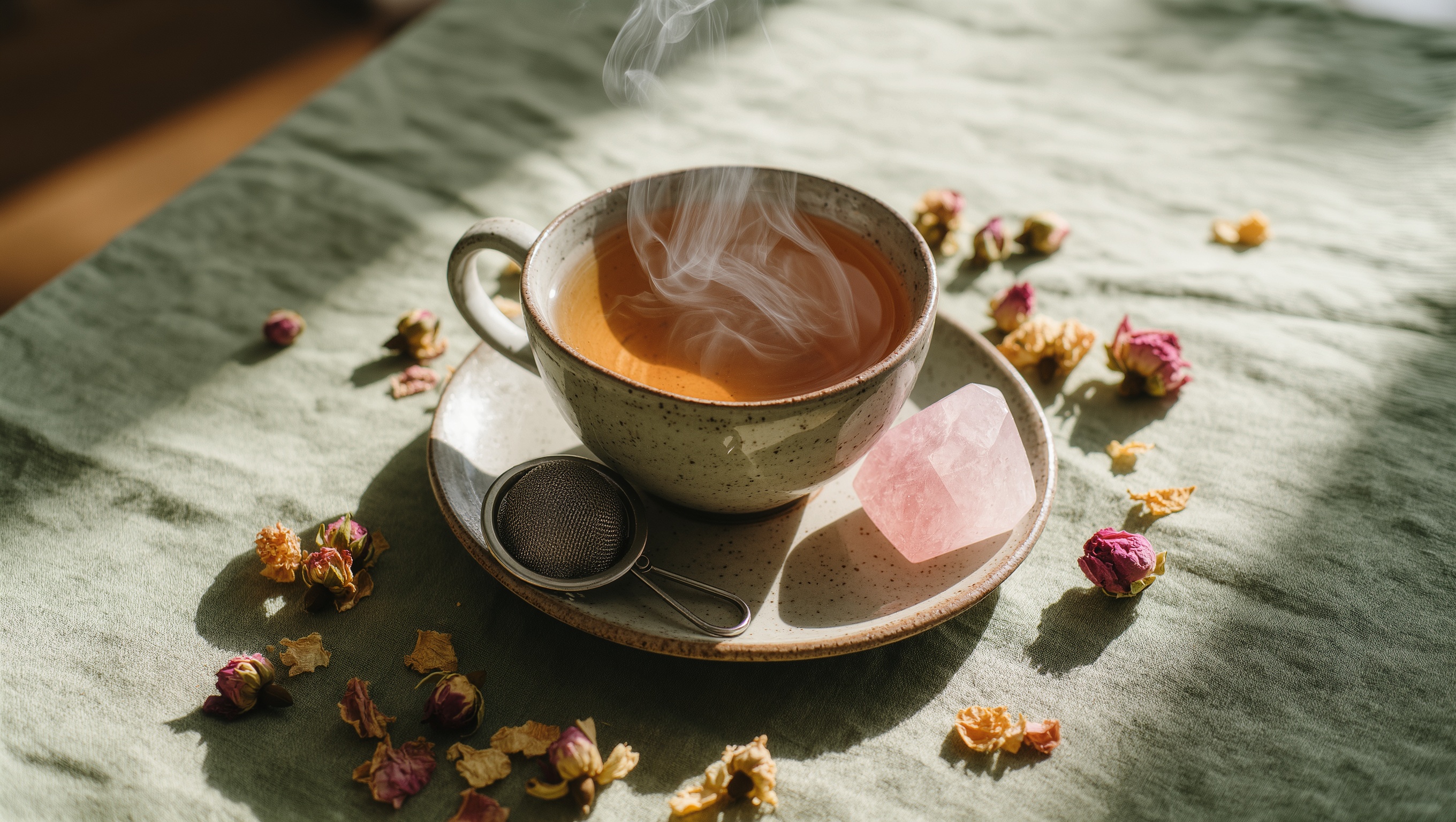 Te ritual med krystaller og urter