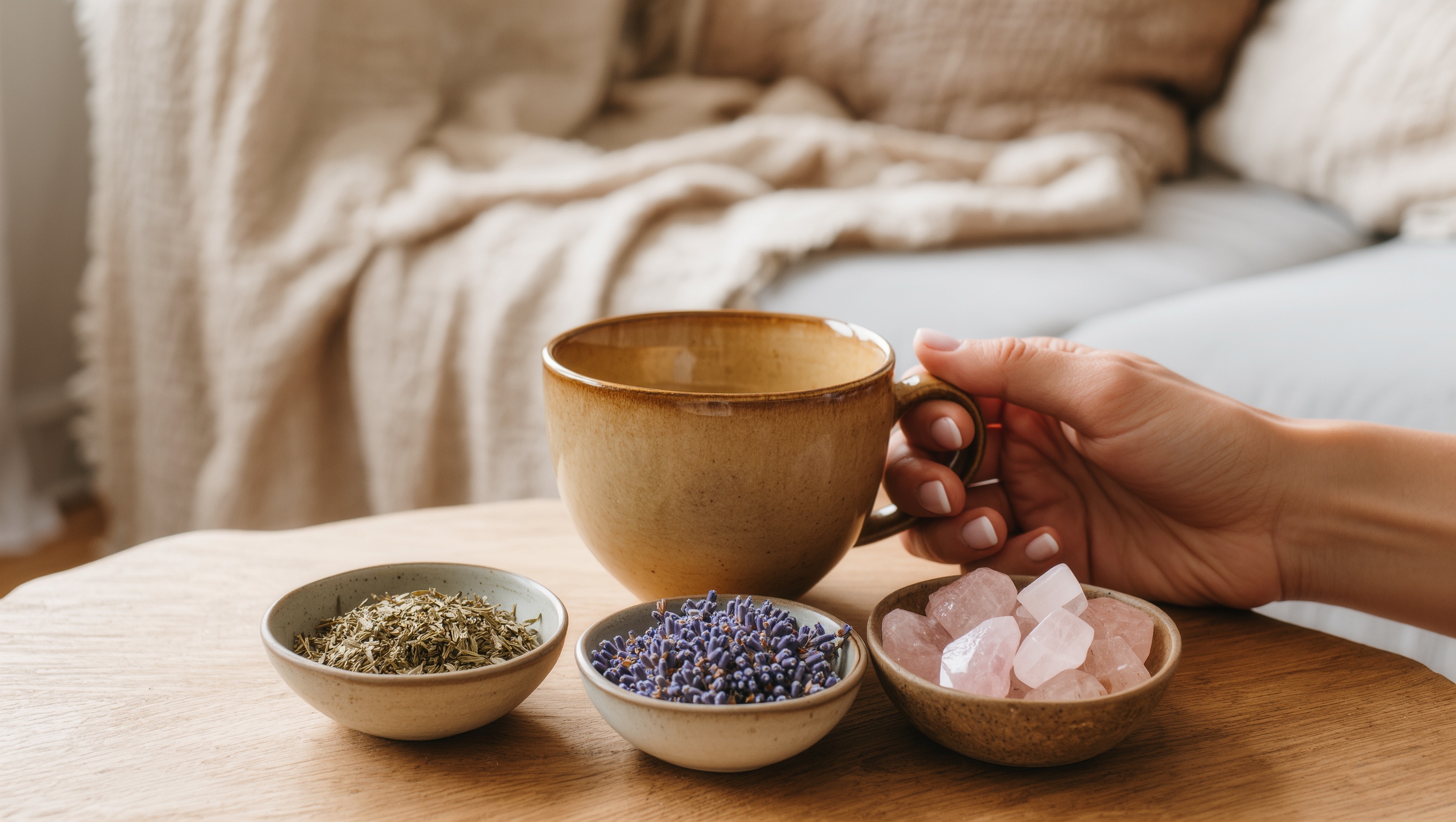 Hygge og varme h�nder om kop