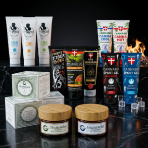 Muskelpleje og Lindring &ndash; Et komplet sortiment af CBD-cremer, varmegeler og k�lende sportstilskud fra Dr. Kent, Palacio og Raw Organics.
