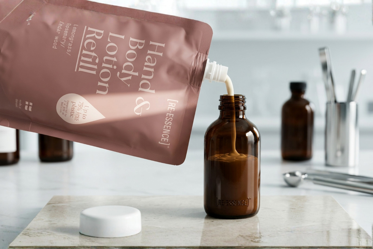 [RE�ESSENCE] Hand & Body Lotion Refill 500 ml med signaturduft af citrongr�s, rosmarin og cedertr� hos Helseservice.