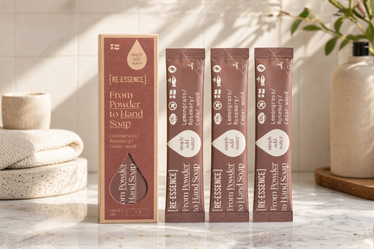 [RE�ESSENCE] H�nds�be 3-pak Refill Citrongr�s, Rosmarin og Cedertr� pr�senteret hos Helseservice.
