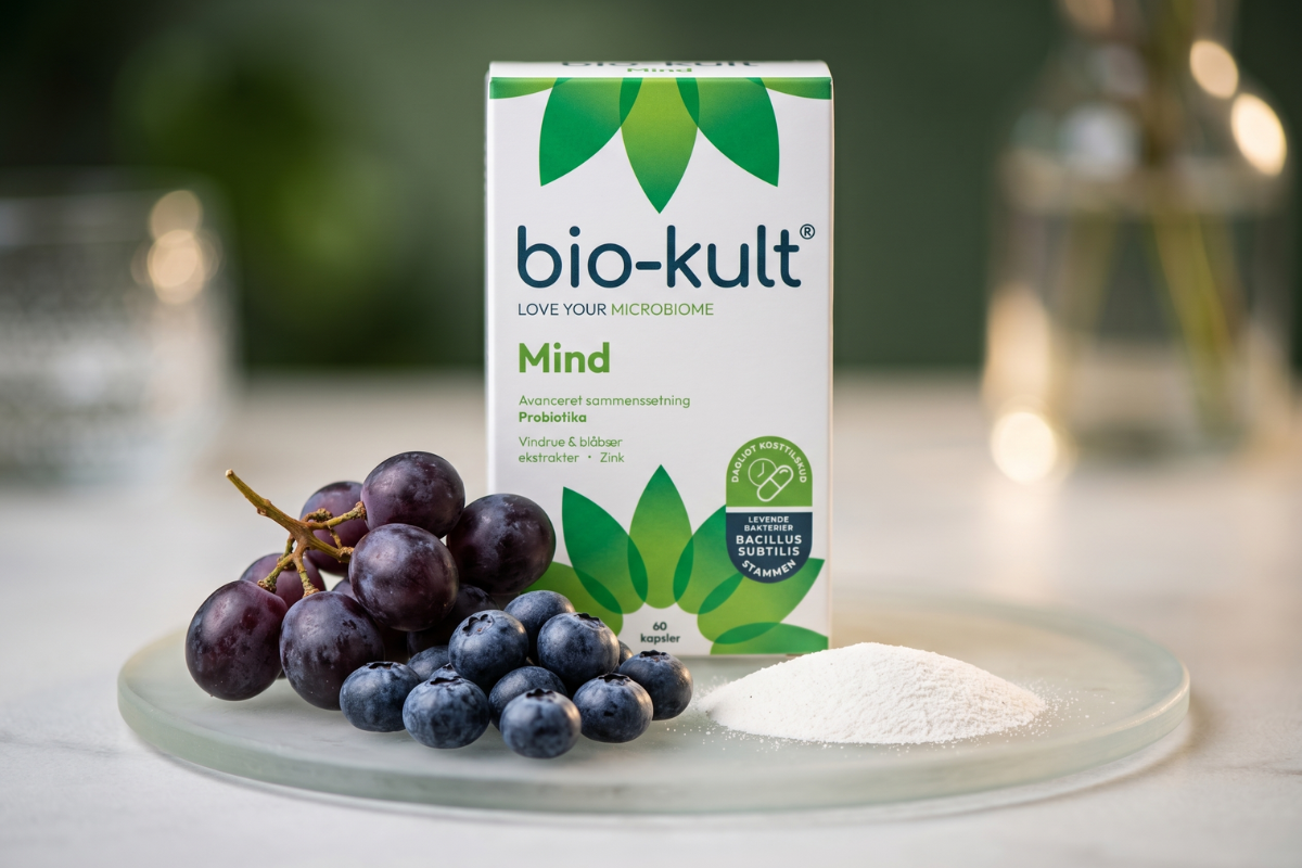 Bio-Kult Mind m�lkesyrebakterier �ske med vindrue bl�b�r ekstrakt og zink