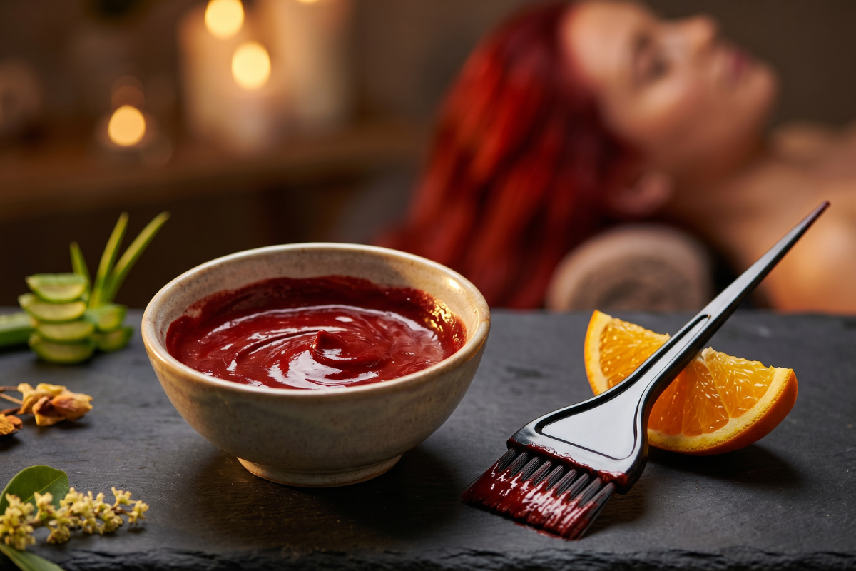 Tints of Nature Henna Cream Red 70ml i �ske med bordeaux mandala-m�nster