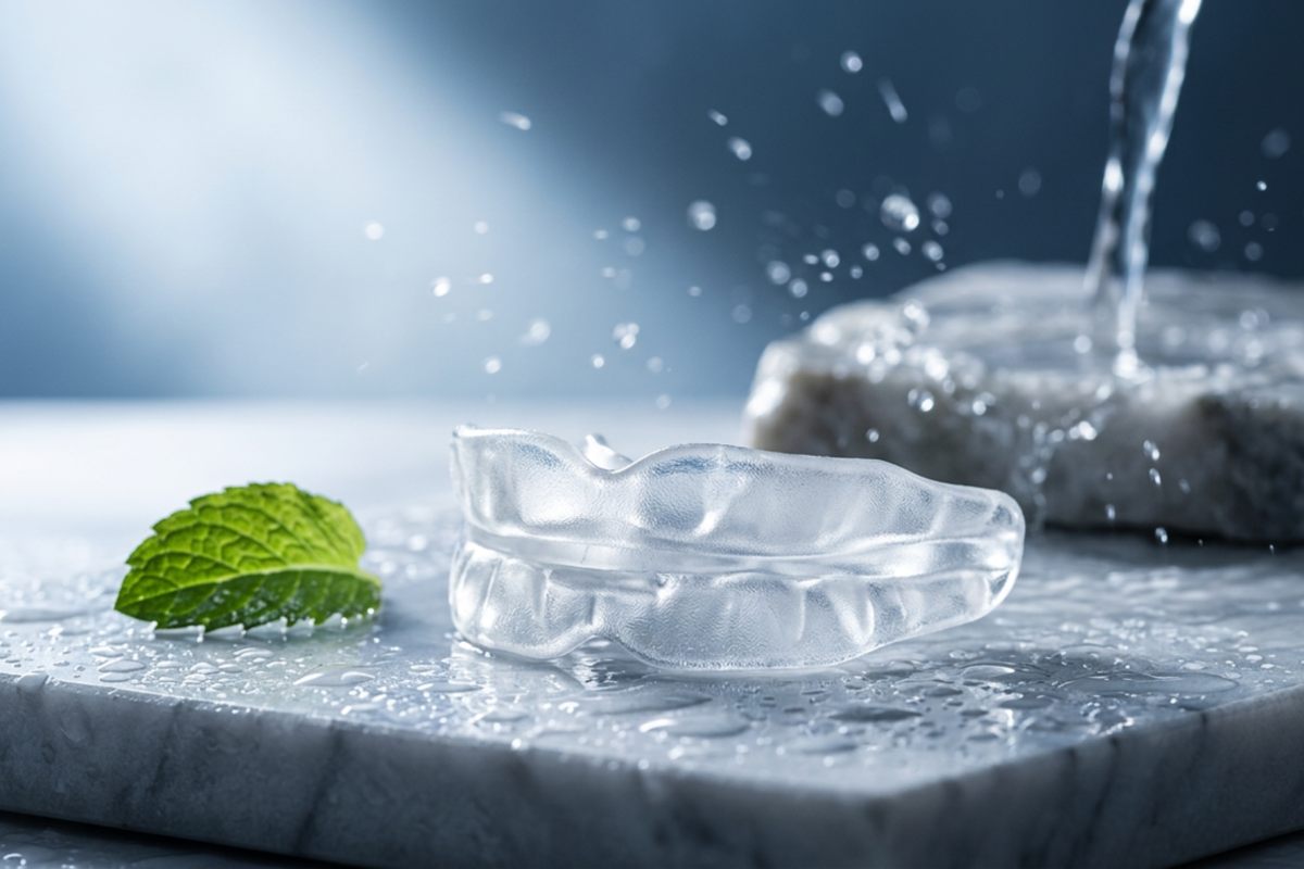 SnoreMate bl�d og justerbar snorkeskinne i giftfri EVA termoplast