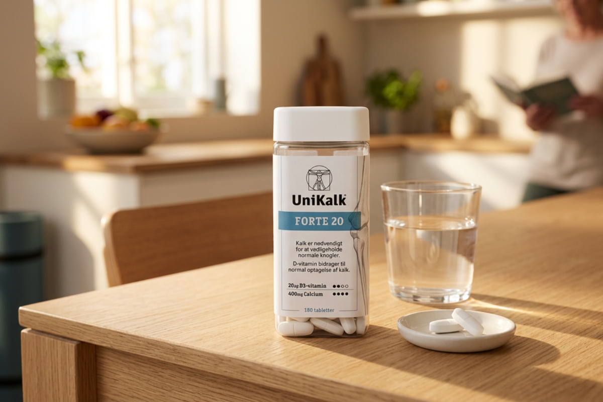 UniKalk Forte 20 180 tabletter kosttilskud med kalk og D-vitamin