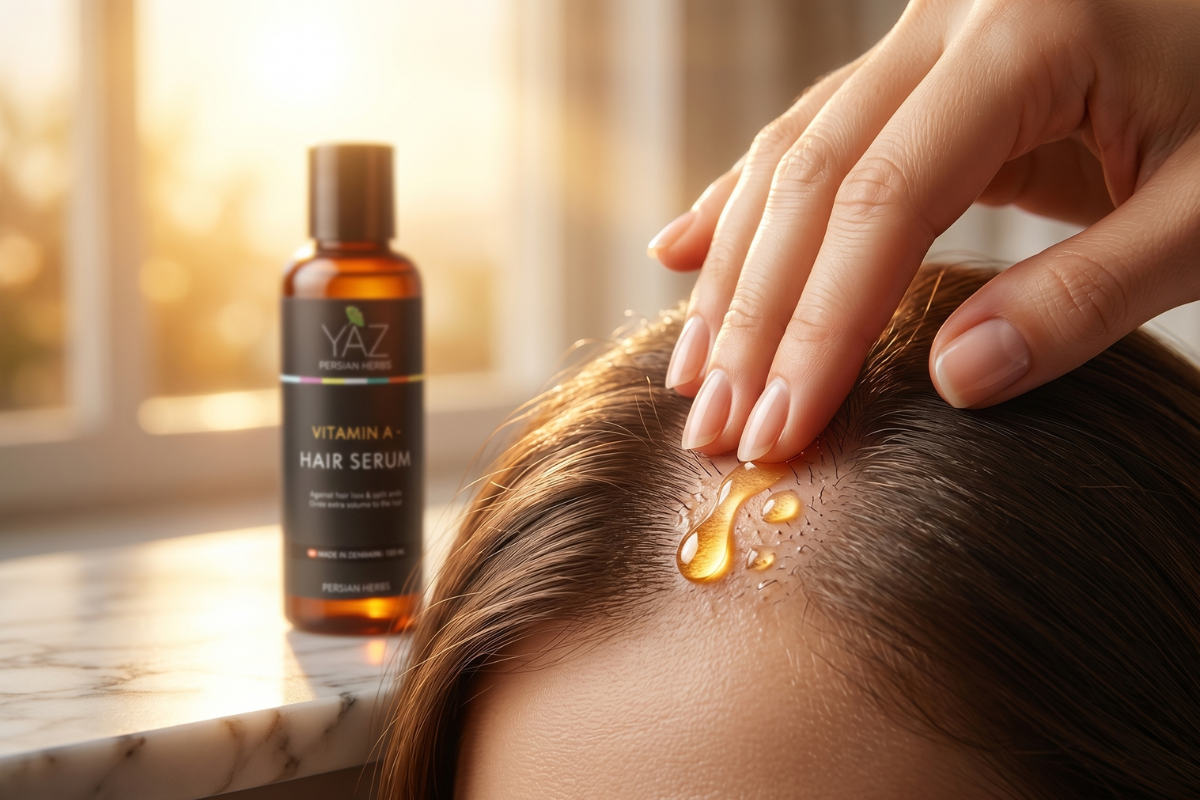 YAZ Persian Herbs Vitamin A Hair Serum 100 ml i brun flaske med sort etiket