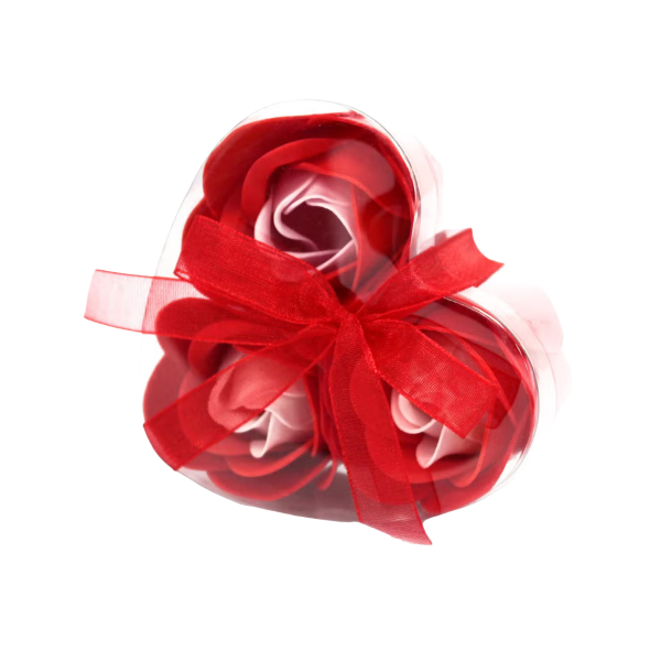 S�be roser 3 stk i Heart Box - Red Roses