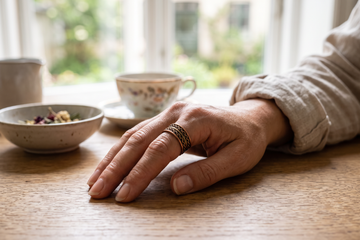 Kobberring med dobbelt k�dem�nster - justerbar i stemningsmilj�