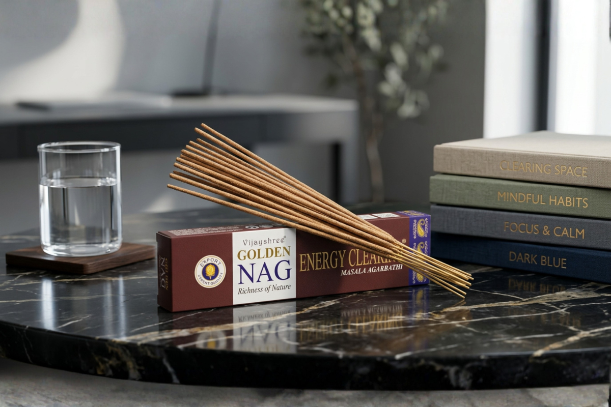 Golden Nag Energy Clearing 15g eksklusiv r�gelse i m�rkebrun indpakning � H�ndrullede pinde fra Bangalore pr�senteret p� shoppen.