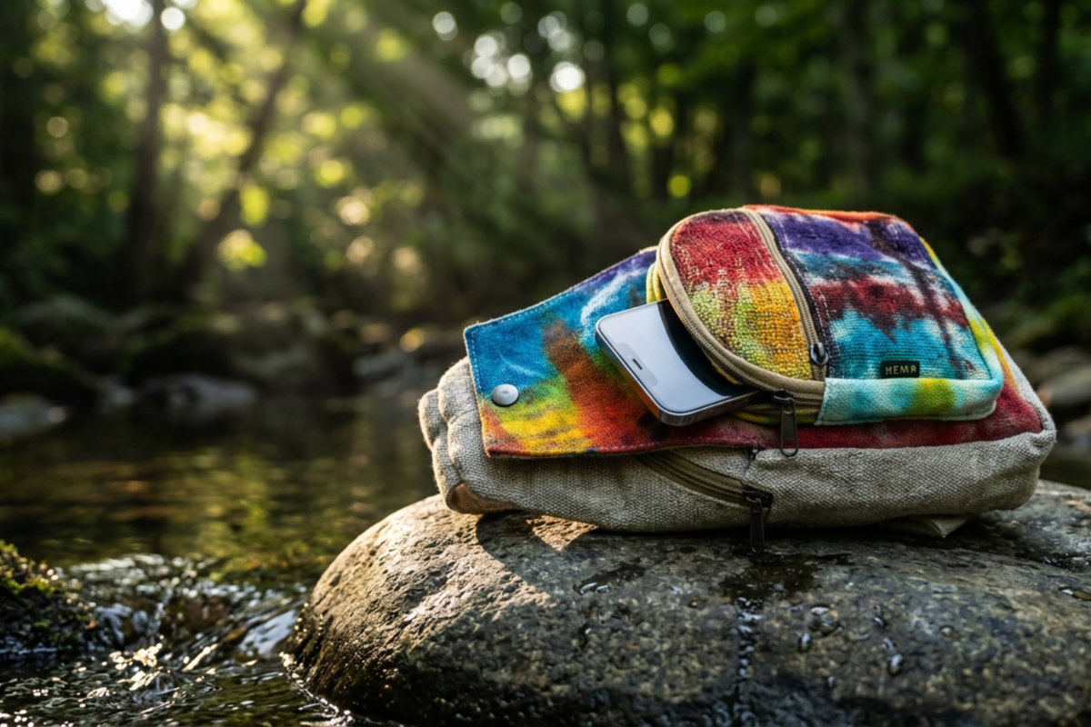 Hamp Sling Bag Tie-Dye h�ndlavet crossbody skuldertaske fra Nepal