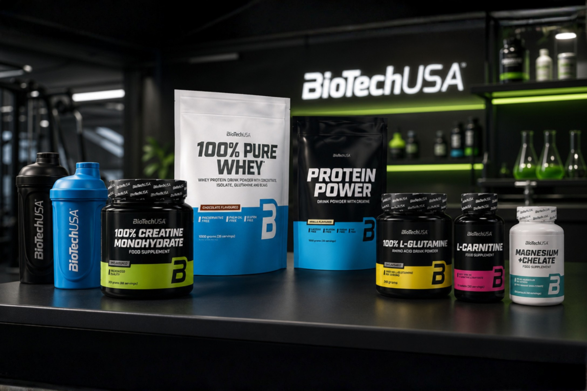 BioTechUSA brand kategori pr&aelig;sentation med fokus p&aring; premium sportsern&aelig;ring og videnskabeligt funderede kosttilskud.