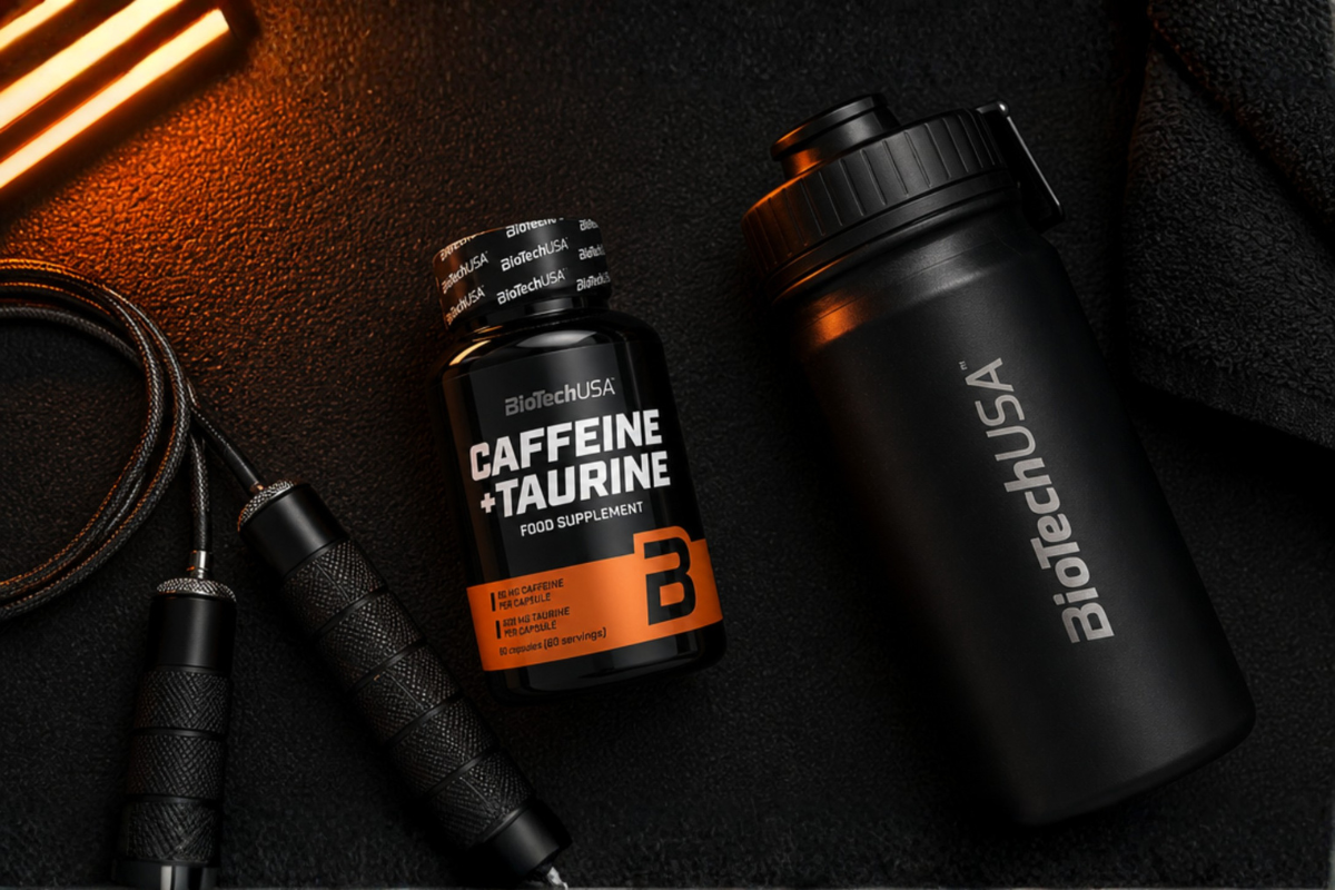 BioTechUSA Caffeine + Taurine 60 kapsler kosttilskud pr�senteret p� shoppen med fokus p� energi og pr�station.