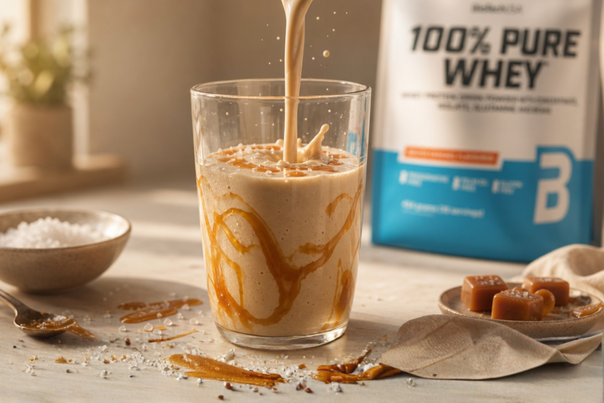 BioTechUSA 100% Pure Whey Salted Caramel 454g pose pr�senteret p� shoppen.