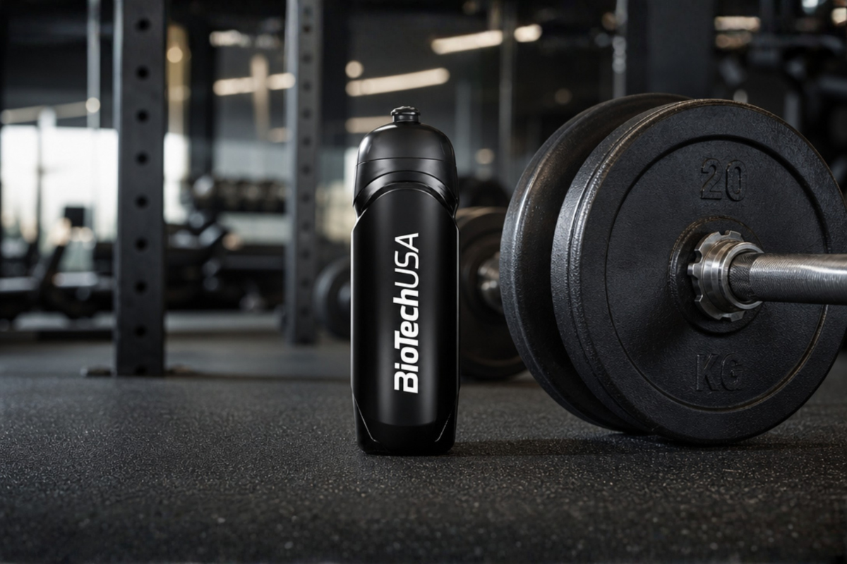 BioTechUSA Rocket Bottle Black 600ml sport drikkedunk i stilrent sort design med gummimundstykke pr�senteret p� shoppen.