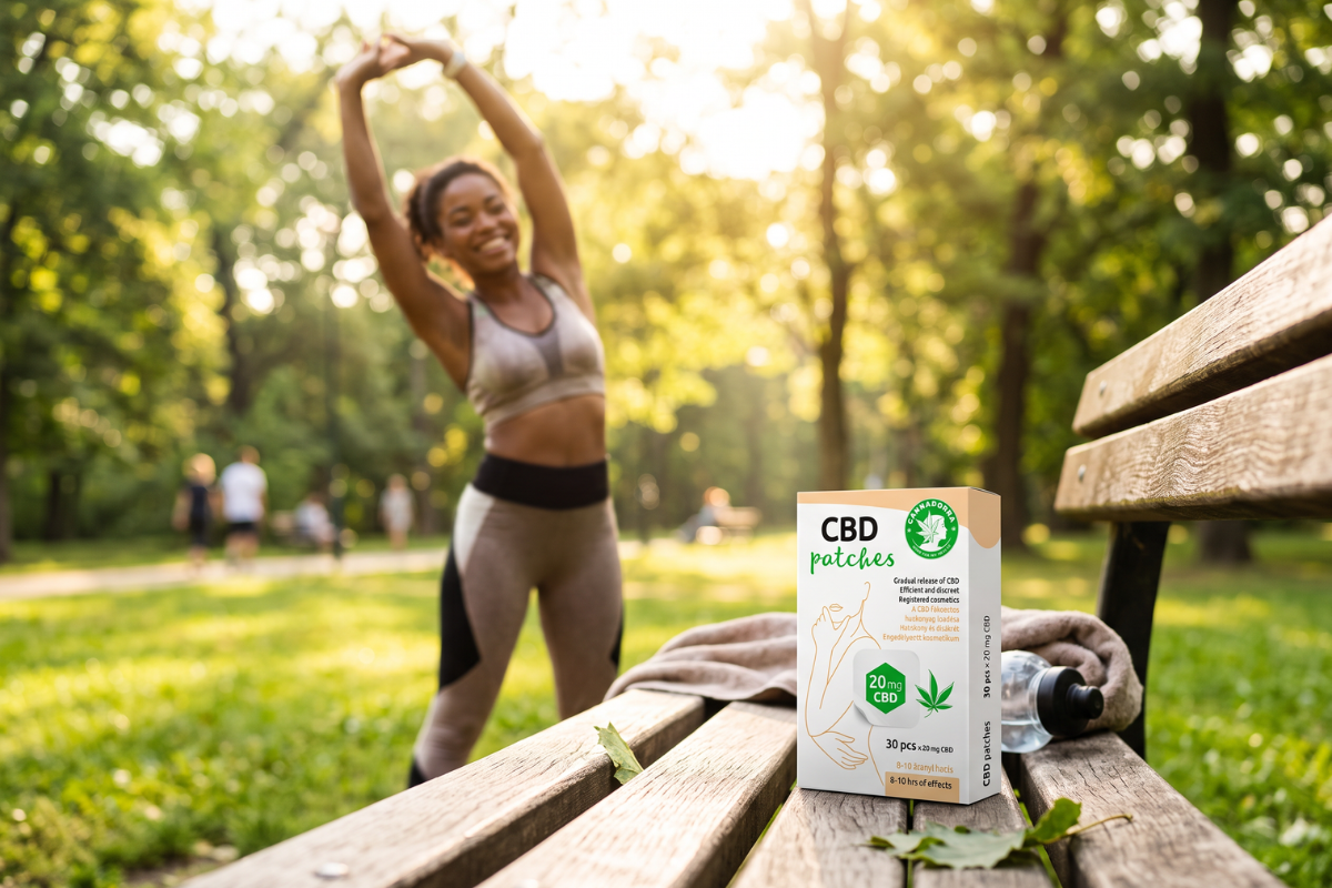 Cannadorra CBD patches, 30 stk. med 20 mg CBD, �ske med illustration af kvindekrop.