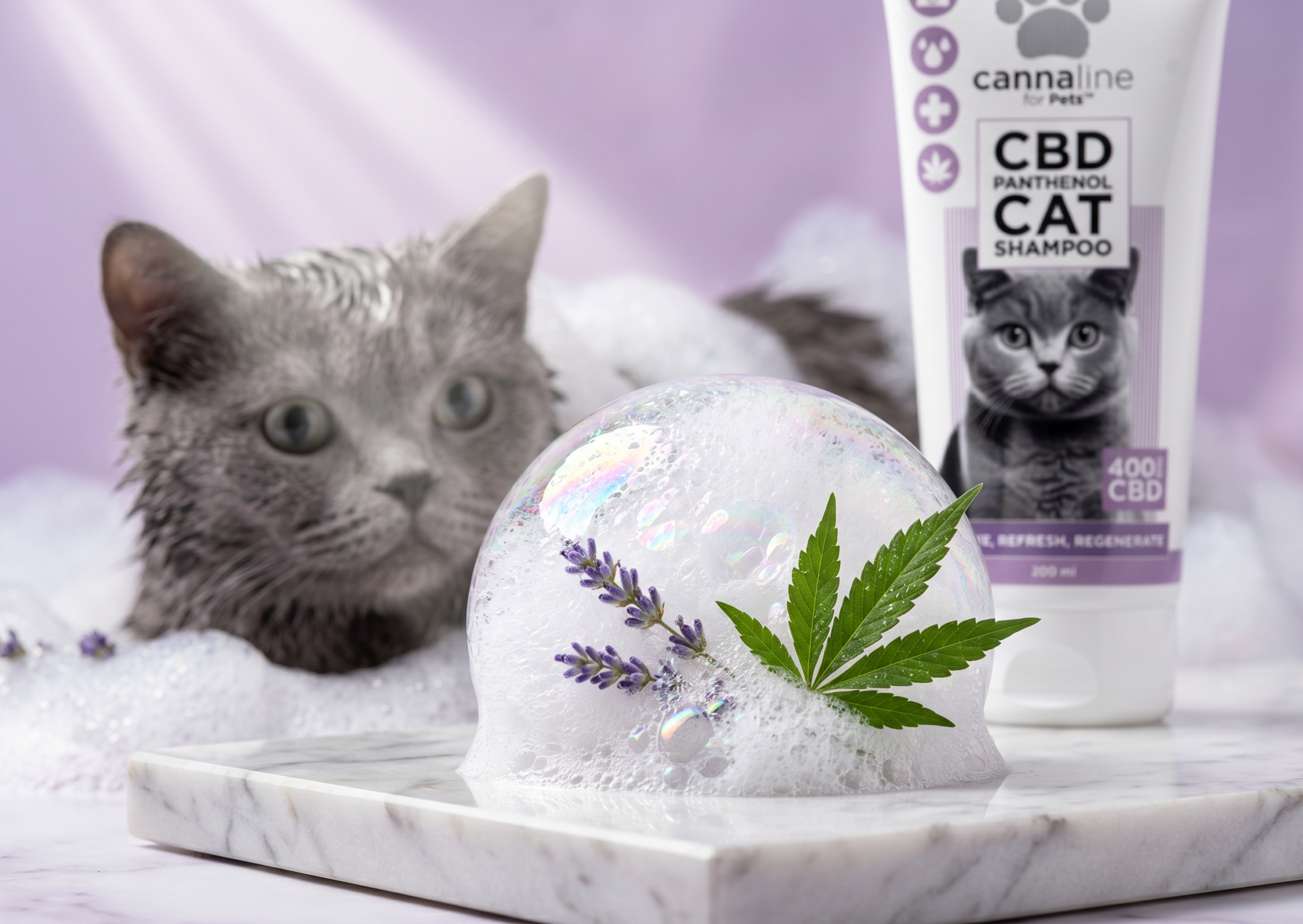 Cannaline Luksus Katteshampoo med Hamp og Panthenol 200 ml til sund hud og blank pels