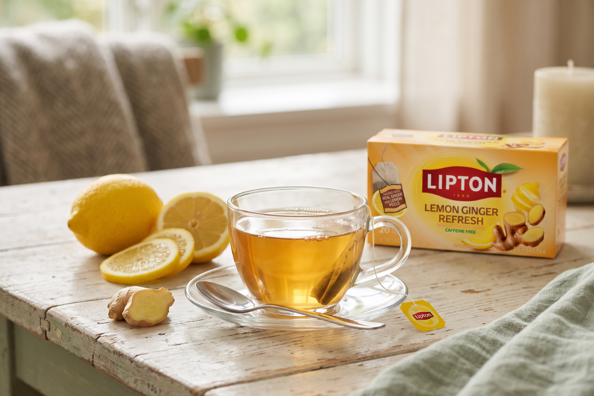 Lipton Lemon Ginger Refresh urtete 20 breve i stemningsmilj�