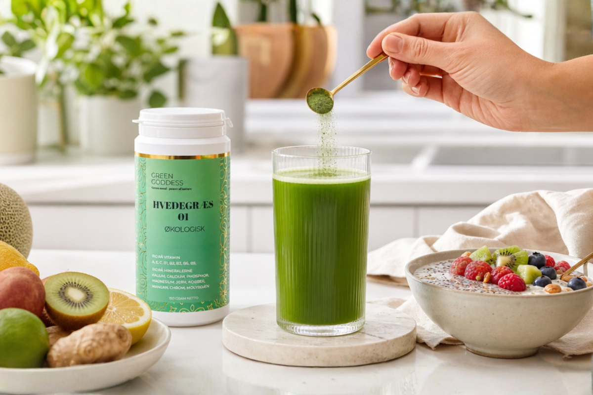 Green Goddess Hvedegr�s 01 �KO 150g emballage pr�senteret p� shoppen.