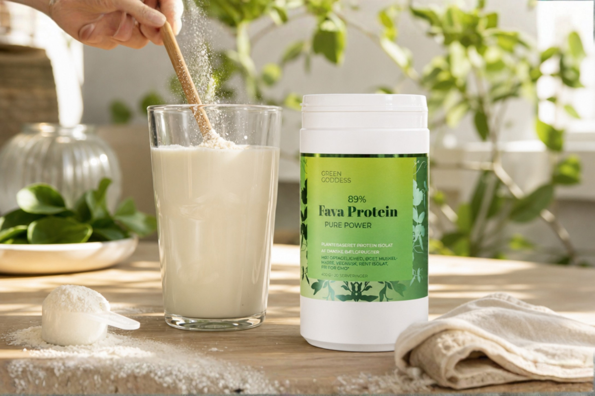 Green Goddess Pure Power Fava Protein 400g d�se med 89 % proteinindhold pr�senteret p� shoppen.