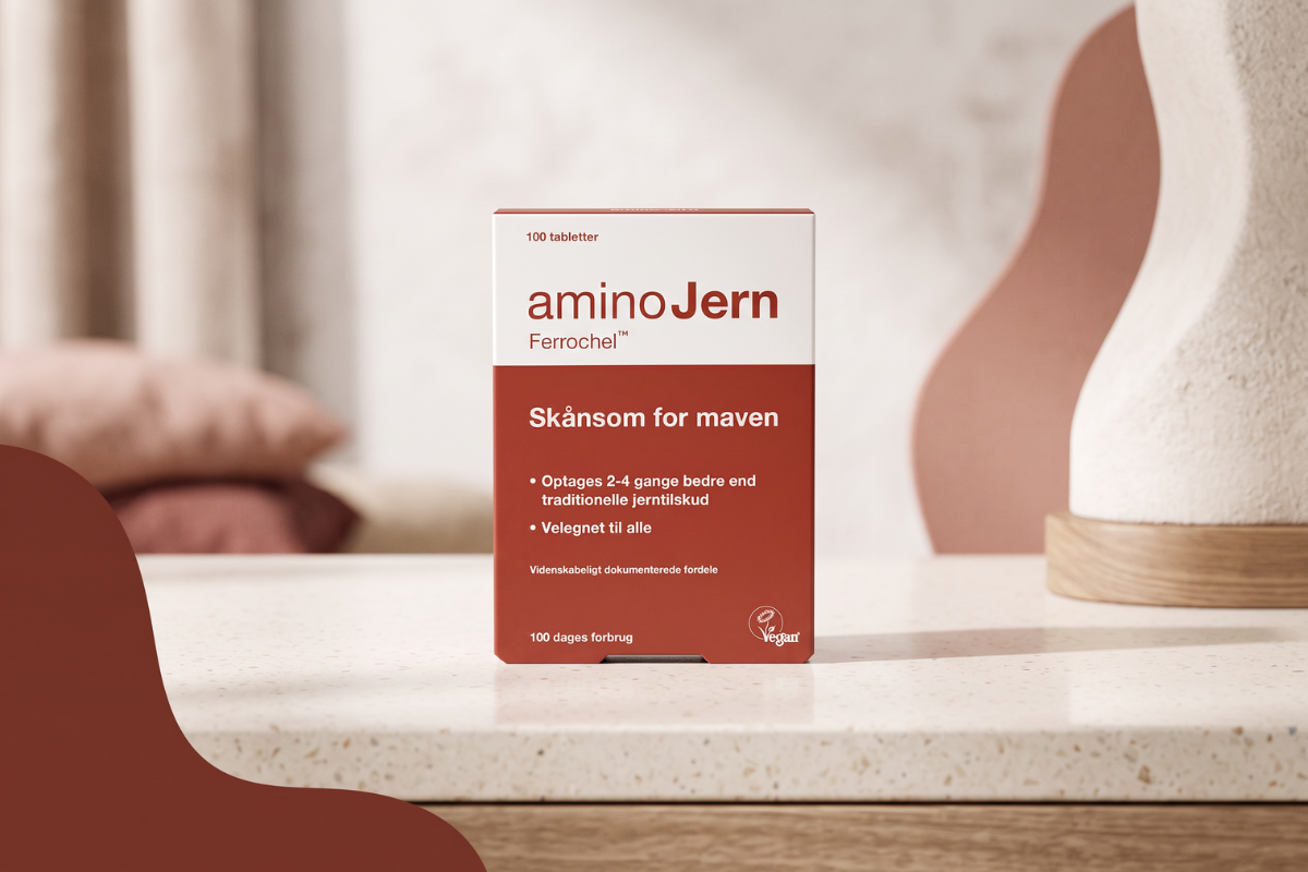 AminoJern 25 mg fra Pharmovital i et lyst, nordisk produktmilj�