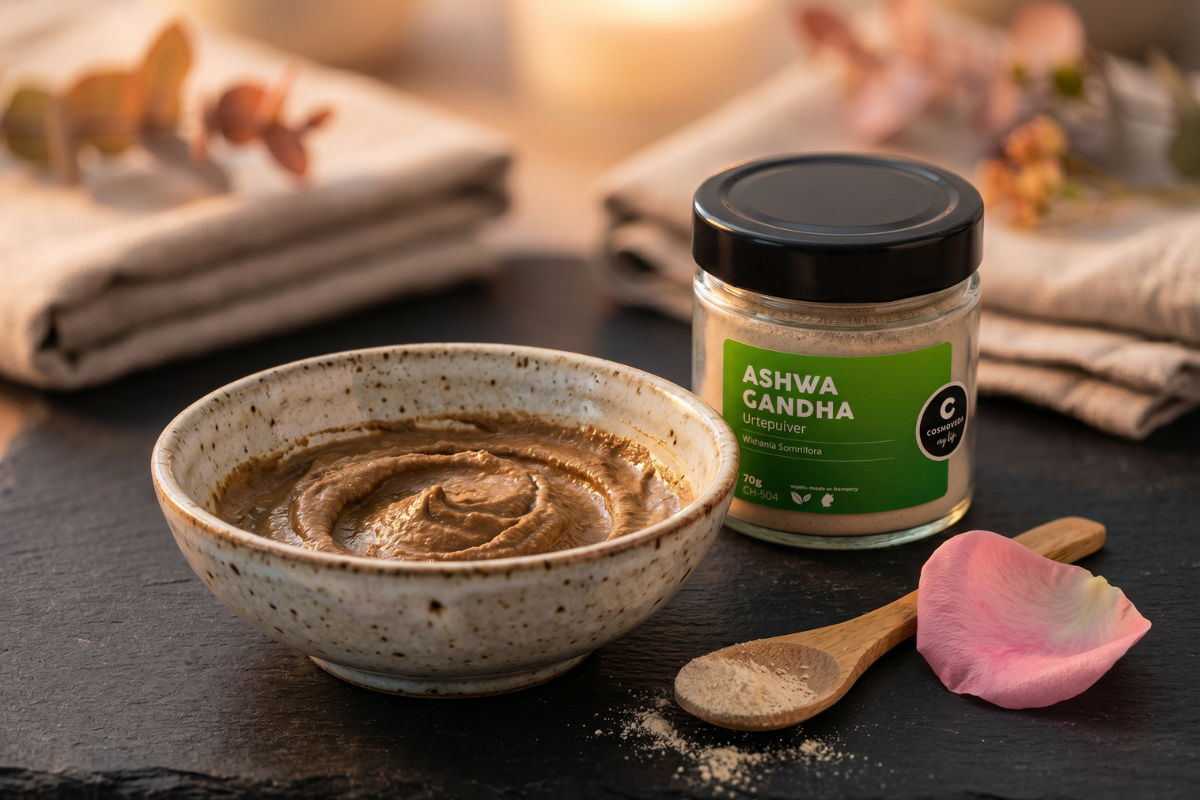 Cosmoveda �kologisk Ashwagandha Pulver 70g til kosmetisk brug i glas