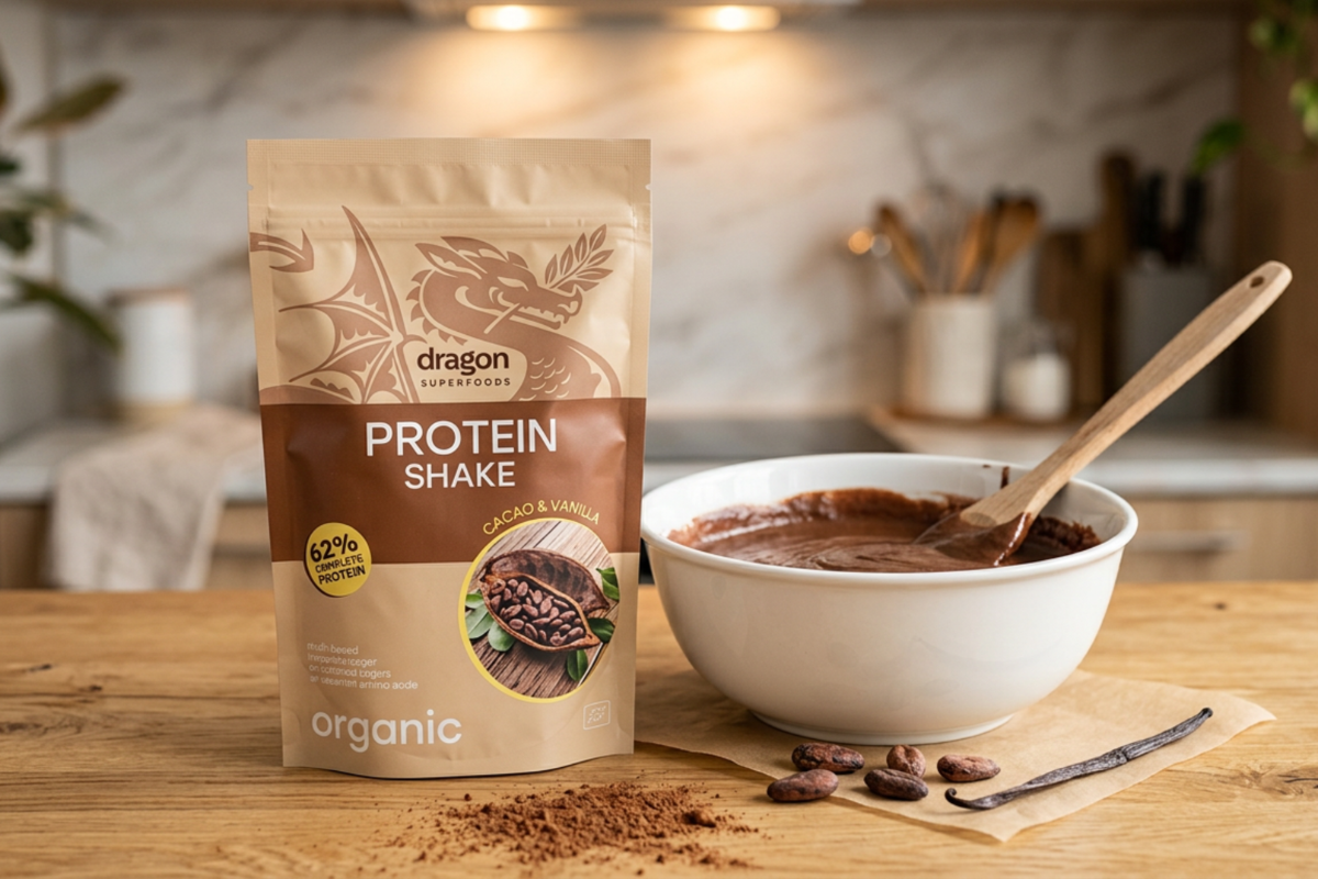 Dragon Protein shake kakao og vanille �ko 500g �kologisk plantebaseret proteinpulver