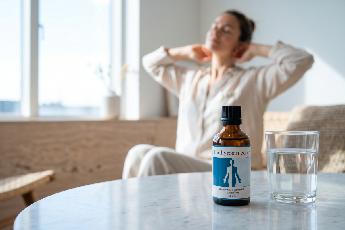 Holistica Medica Hothyrosin comp 50 ml i m�rkebrun glasflaske med dr�bet�ller.
