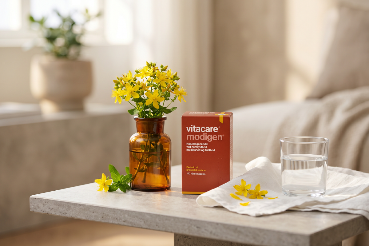 Vitacare Modigen 150 kapsler naturl�gemiddel perikon mod tristhed
