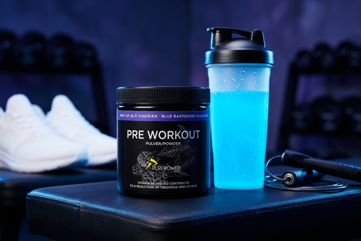 PurePower PWO Powder Blue Raspberry 300g pre-workout pulver