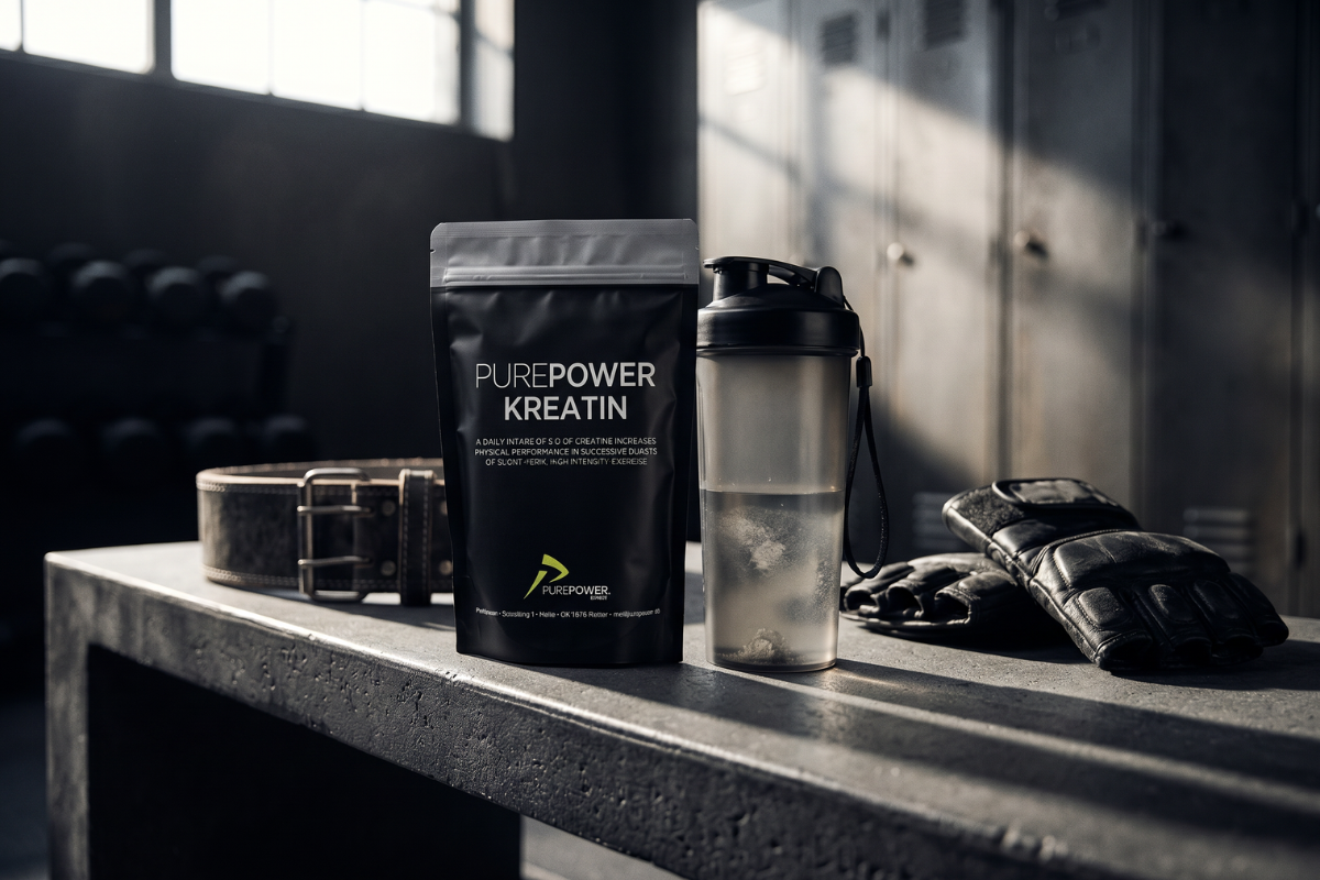 PurePower Creatinpulver 300g 100 procent rent kreatinmonohydrat i sort pose