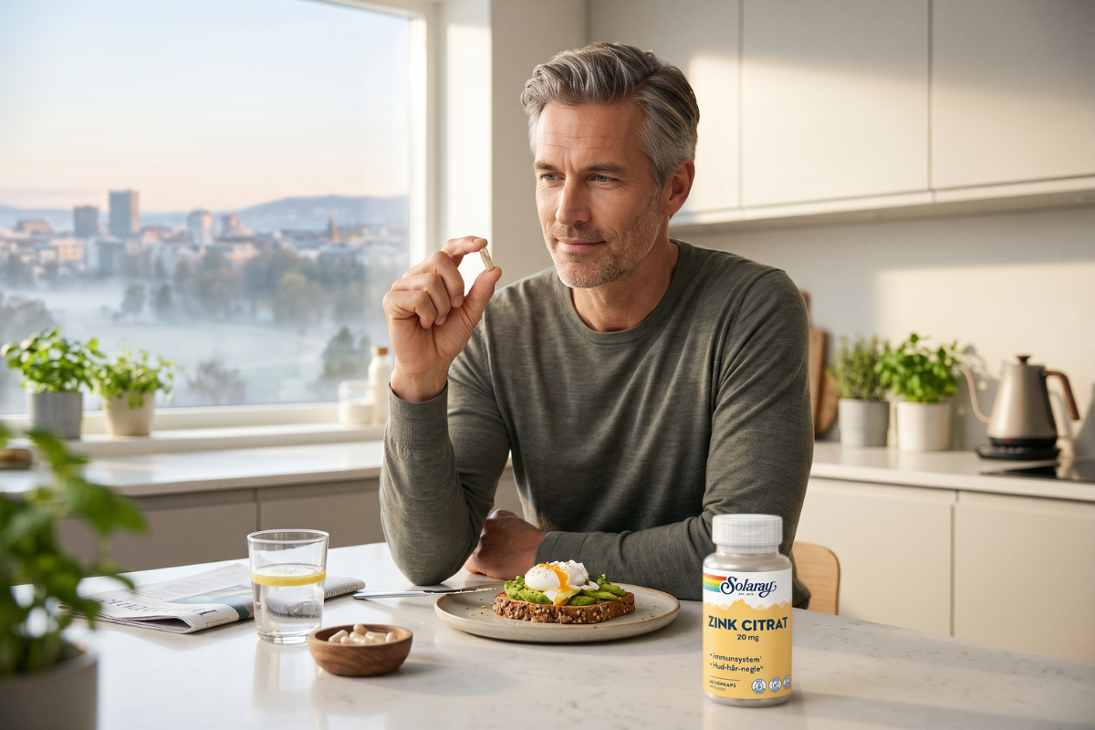 Solaray Zink Citrat 20 mg d�se i hvid med gult og bl�t design