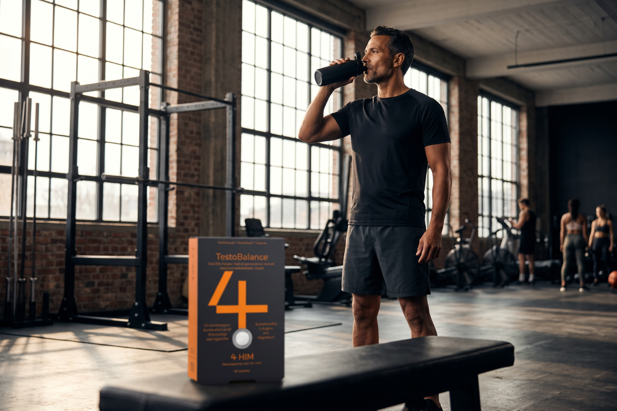 4HIM TestoBalance �ske i m�rkegr� og orange, 60 tabletter, kosttilskud til m�nd.
