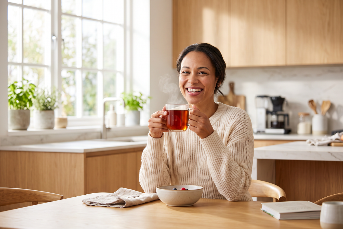 Lipton Yellow Label Loved Worldwide Te 25 breve. Gul �ske med r�dt Lipton logo, som viser et glas sort te.