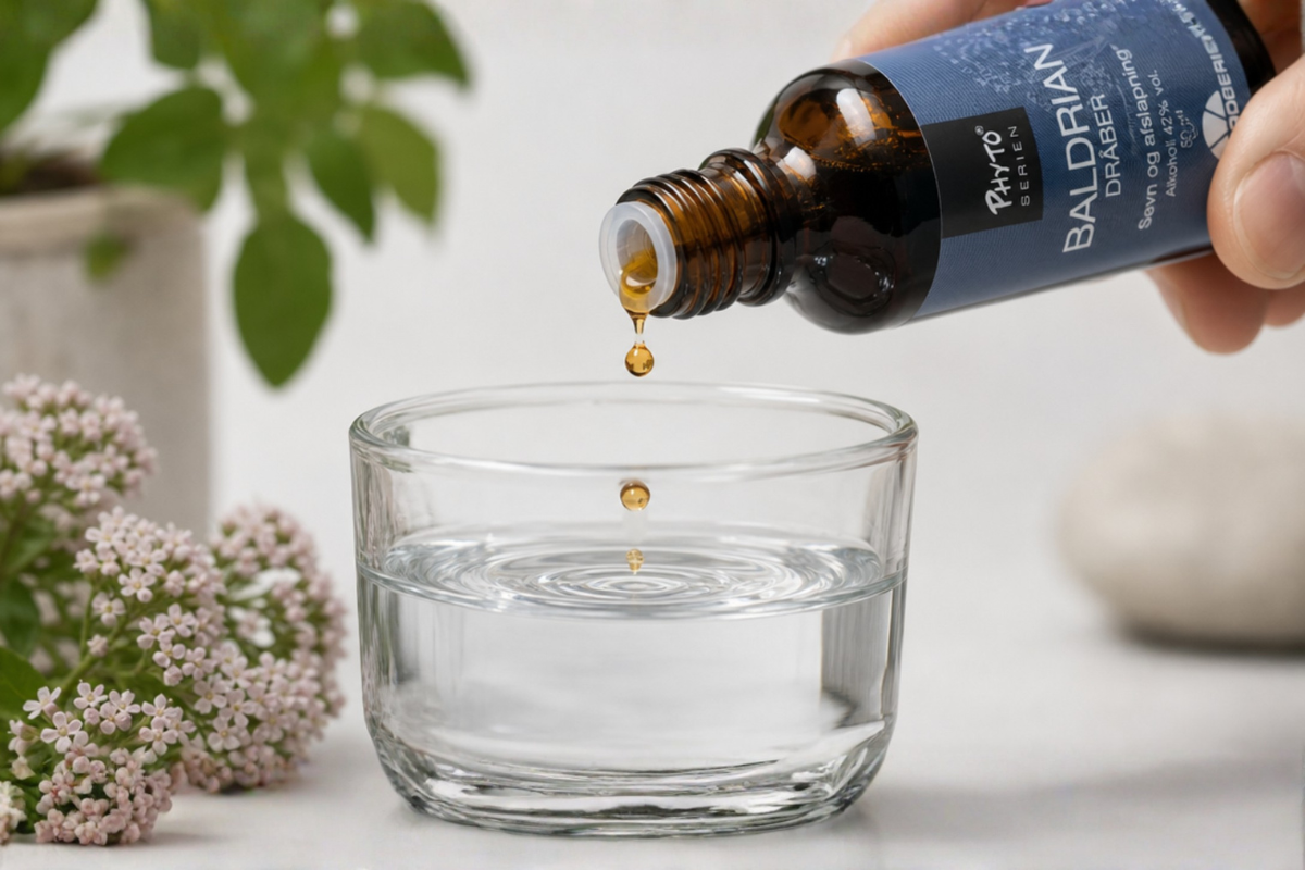 Natur-Drogeriet Baldrian dr�ber 50 ml tinktur med drypindsats pr�senteret hos Helseservice.