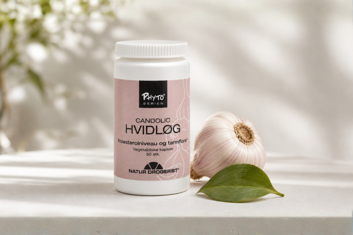 Natur-Drogeriet Candolic hvidl�g 90 kapsler til kolesterol og hjerte pr�senteret hos Helseservice.