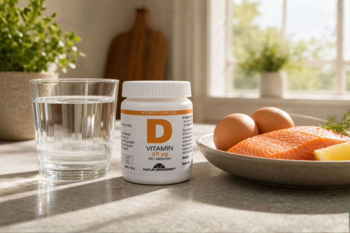 Natur-Drogeriet D-vitamin 35 mcg 180 tabletter � Det vigtige solskinsvitamin pr�senteret hos Helseservice.