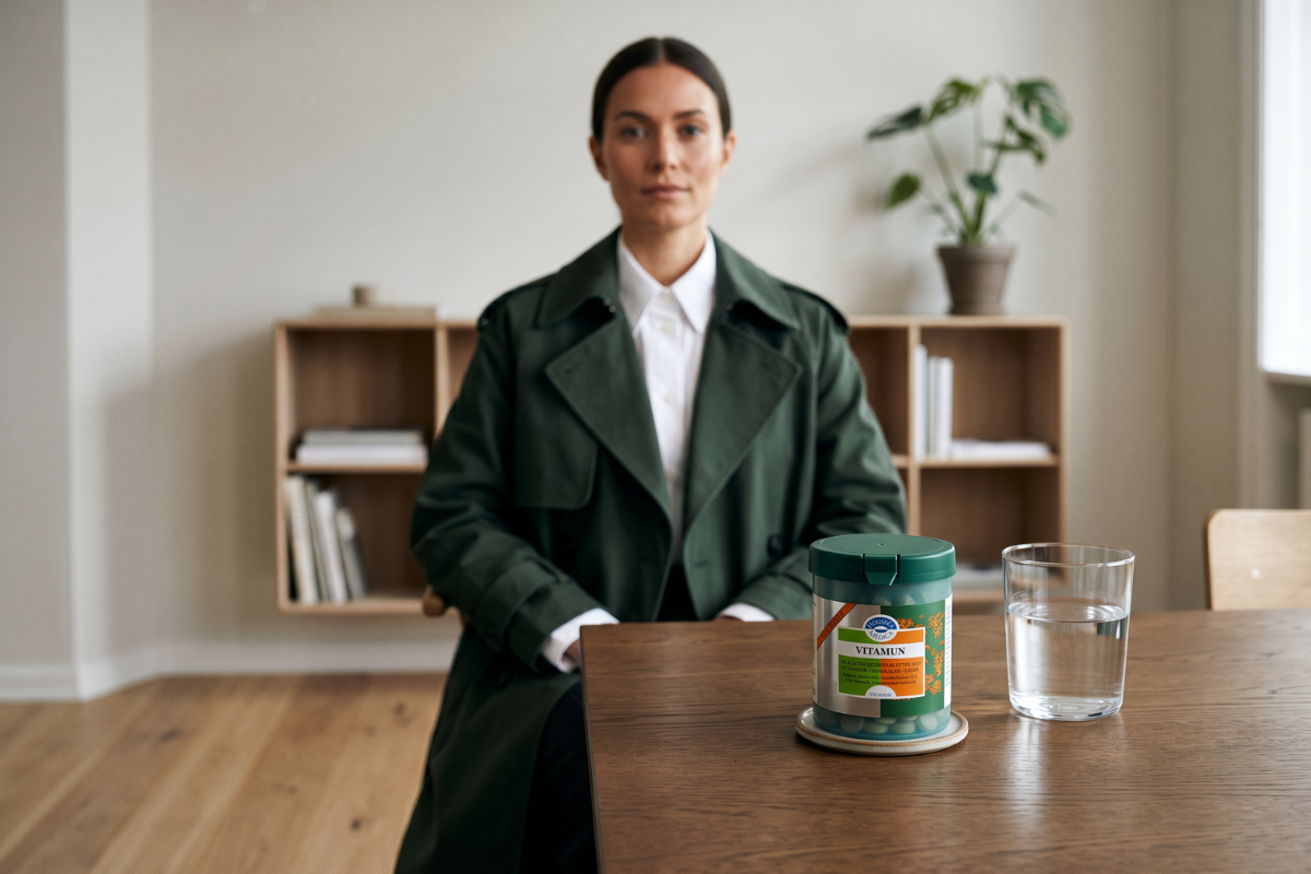 Den klassiske m�rkegr�nne plastd�se fra Holistica-Medica. Etiketten er prydet med de velkendte orange og gr�nne farver samt Holistica-logoet. D�sen indeholder hele 300 Vitamun tabletter.