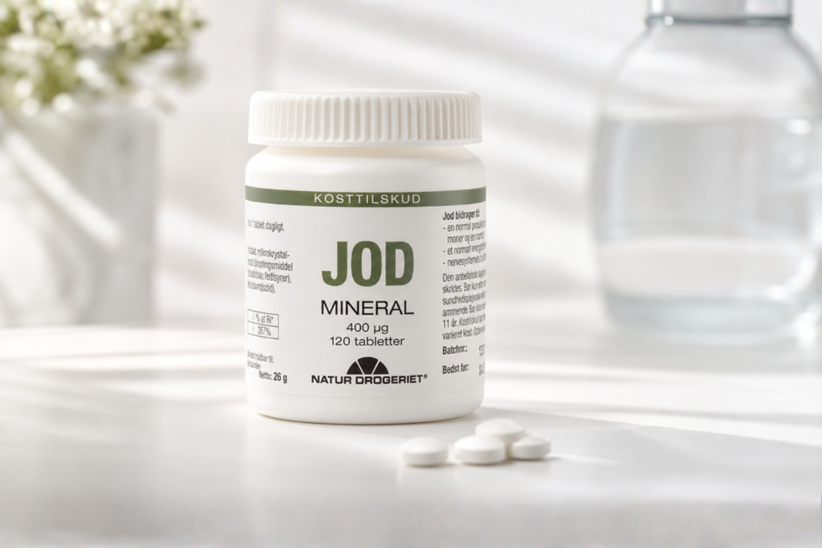 Natur-Drogeriet Jod Mineral 400 �g 120 tabletter � Pr�cis st�tte til skjoldbruskkirtel og stofskifte hos Helseservice.
