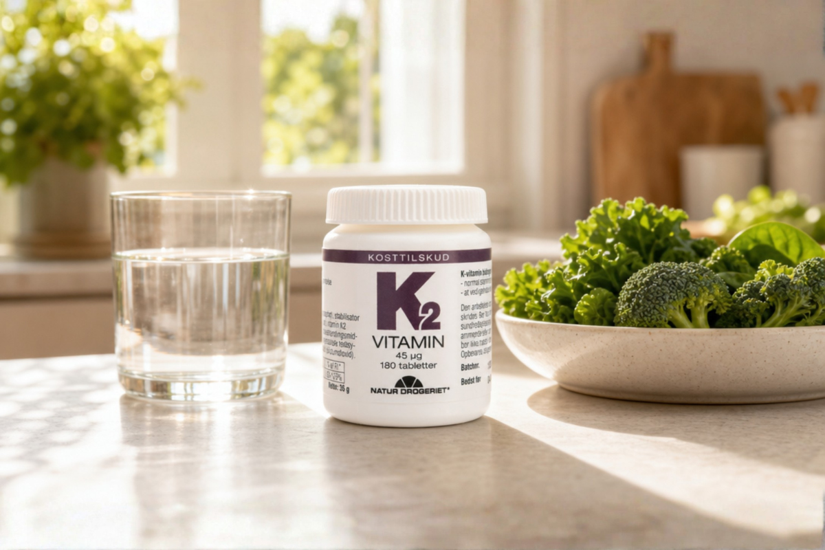 Natur-Drogeriet K2-vitamin 180 tabletter � Fedtopl�seligt vitamin til knogler og blod.