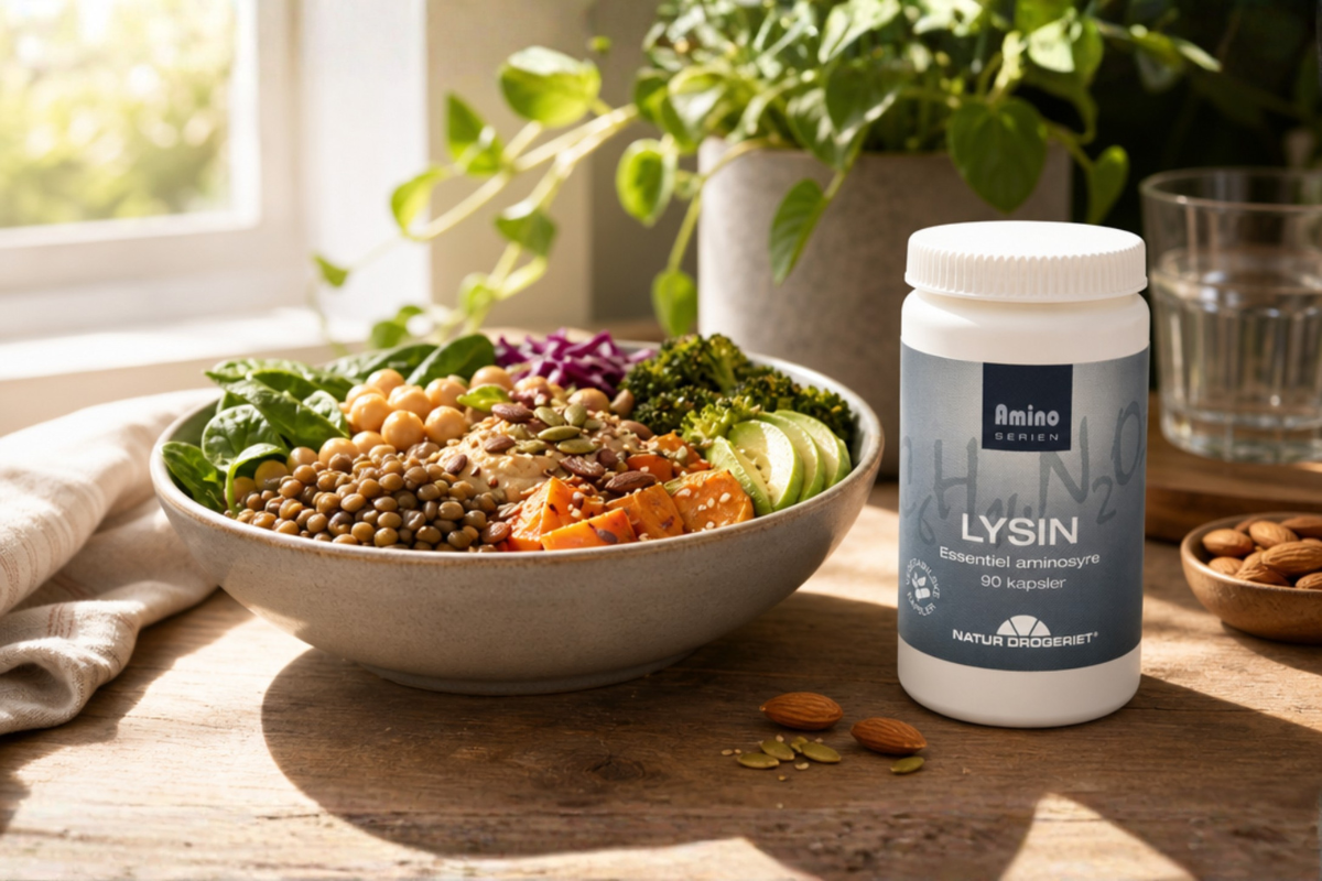 Natur-Drogeriet Lysin 90 kapsler � Essentiel aminosyre til proteinopbygning og muskelv�v.