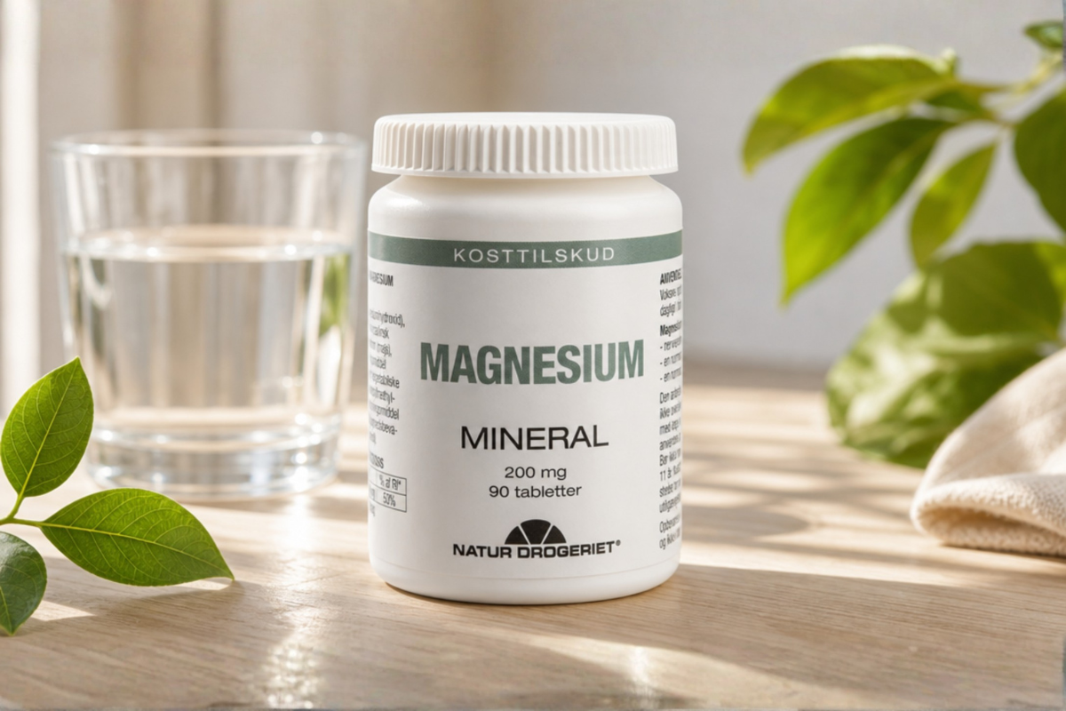 Natur-Drogeriet Magnesium 90 tabletter mineraltilskud til muskler og nervesystem hos Helseservice.