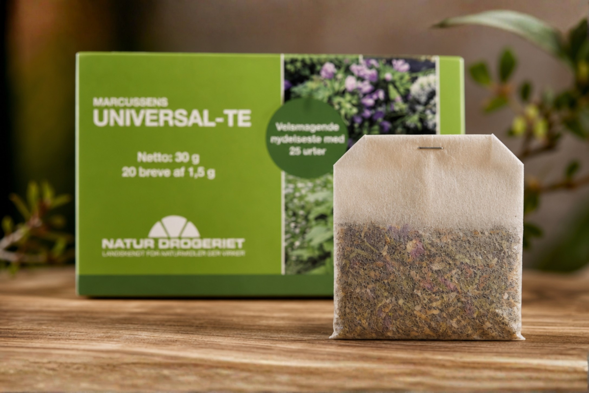 Natur-Drogeriet Marcussens Universal-te 20 plastfrie breve pr�senteret hos Helseservice.