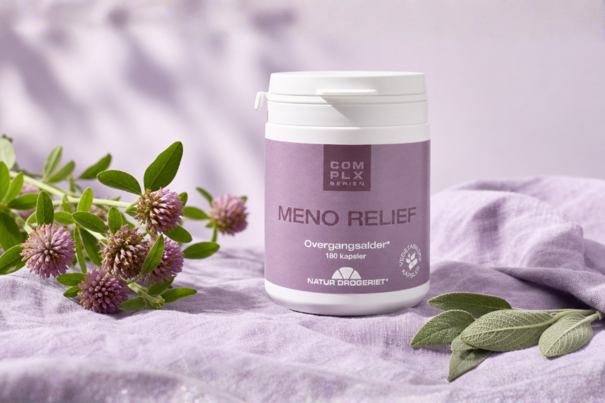 Natur-Drogeriet Meno Relief 180 kapsler � Biotherapeutisk st�tte til overgangsalderen hos Helseservice.