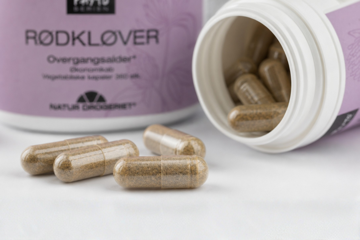 Natur-Drogeriet R�dkl�ver 360 kapsler �konomik�b til st�tte i overgangsalderen hos Helseservice.